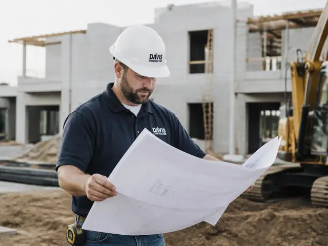 Contractor reviewing plans on a construction site